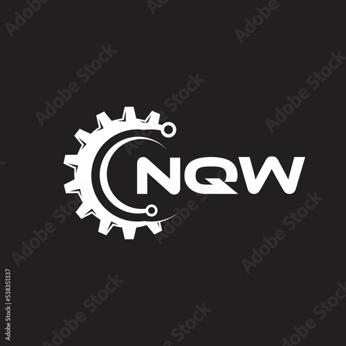 NQW letter technology logo design on black background. NQW creative initials letter IT logo concept. NQW setting shape design. 