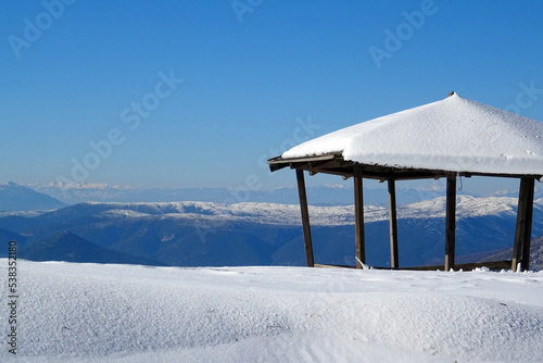 snowy mountainside at the world famous Mountain Olympus in Greece