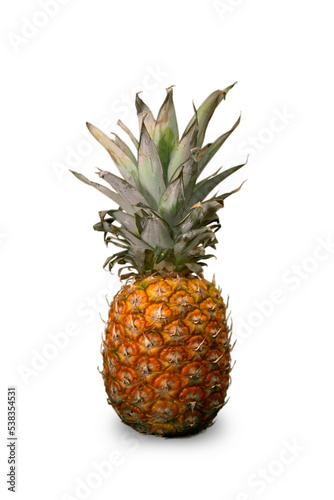Ripe pineapple on white background
