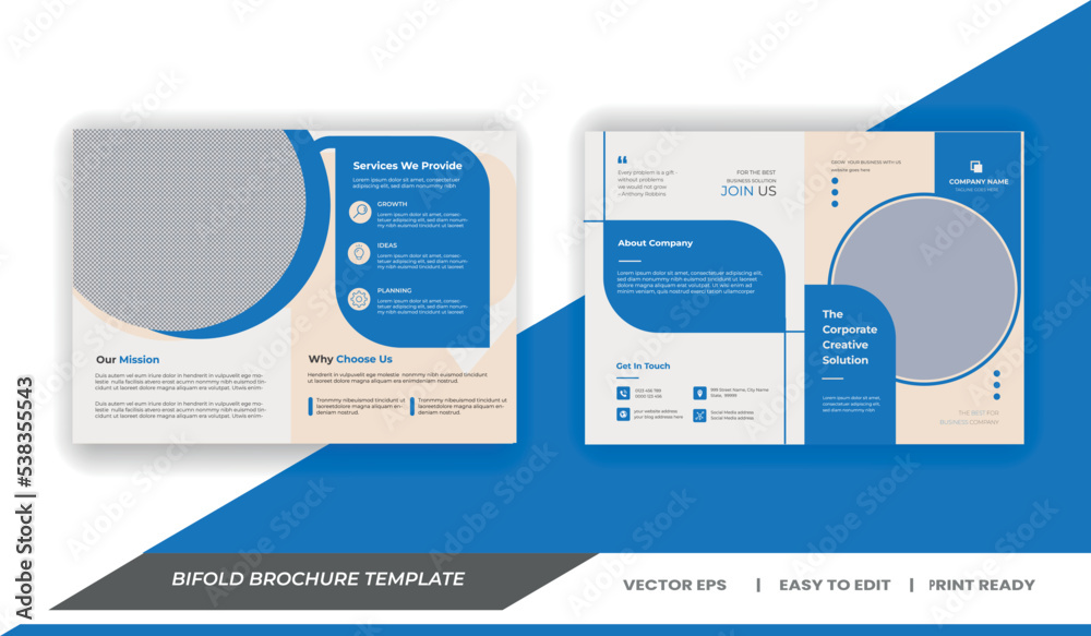 Bifold Brochure Template - Professional business brochure, bi fold template,cover page, half fold brochures - corporate brochure - 03