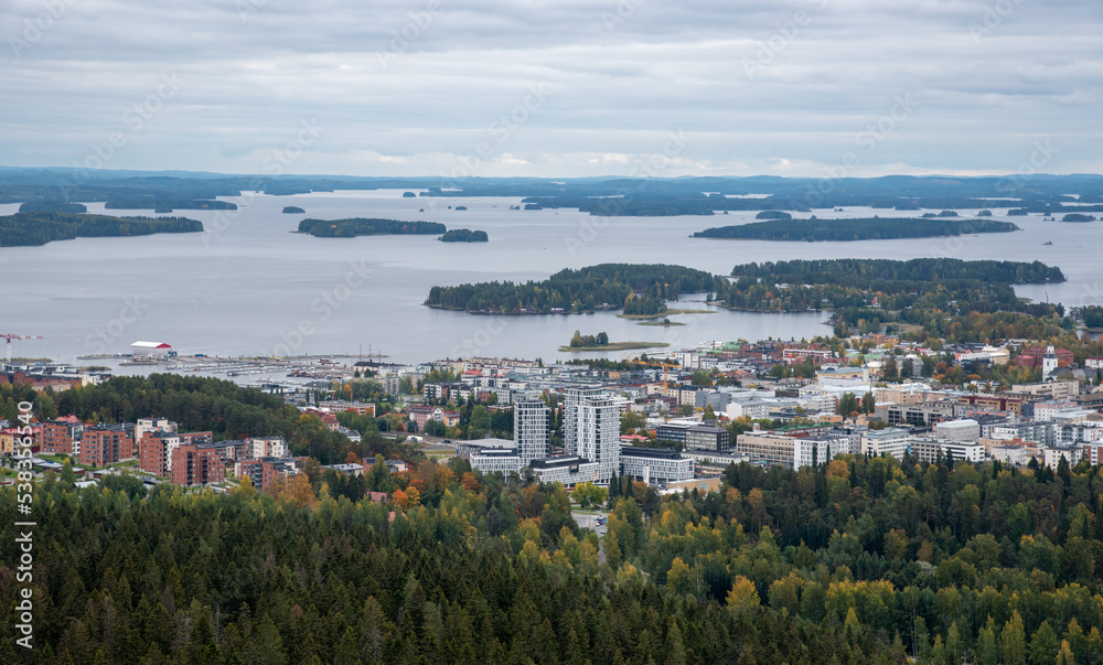 Cityscape  of Kuopio from  Puijo tower in Eastern finland.