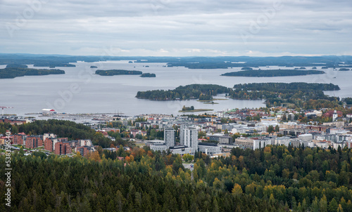 Cityscape  of Kuopio from  Puijo tower in Eastern finland.