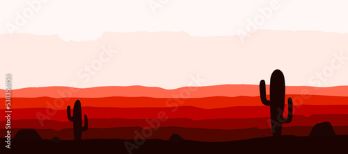 Obraz na płótnie Desert cartoon flat design landscape banner background vector. w salonie