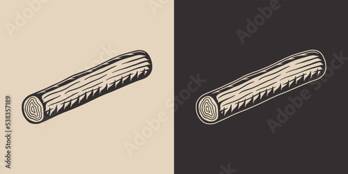 Vintage retro mechanic woodwork log. Can be used like emblem, logo, badge, label. mark, poster or print. Monochrome Graphic Art. Hand drawn element in engraving