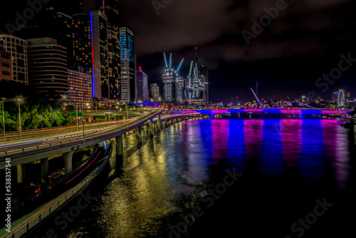 Night view of Brisbane city from bridge