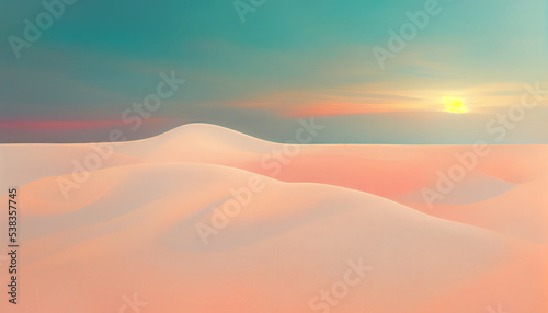 Dreamy sand in the desert sunset background. Pastel colors digital illustration
