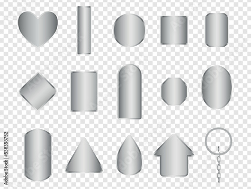 Realistic Metallic Keyring shape collection