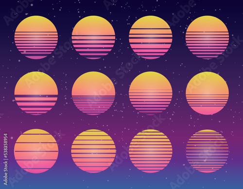 80s Synthwave Retro Sunset collection