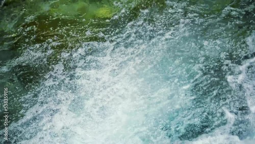 clear water flowing into the river, top view 6