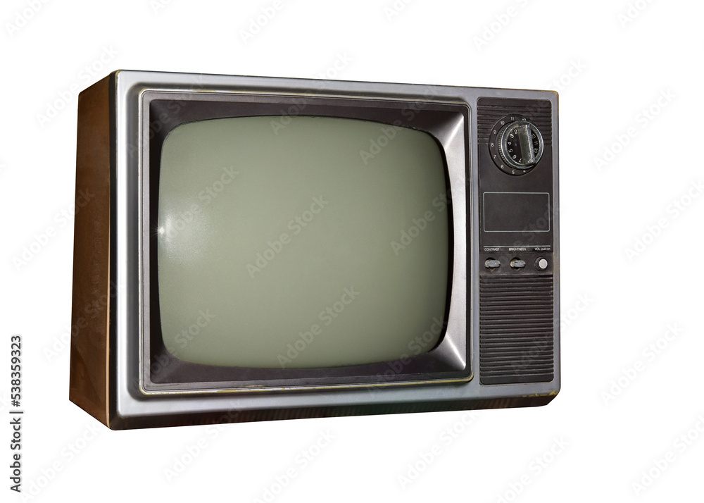 Old TV vintage, tv tube television in wood case tv electric home use equipment.
