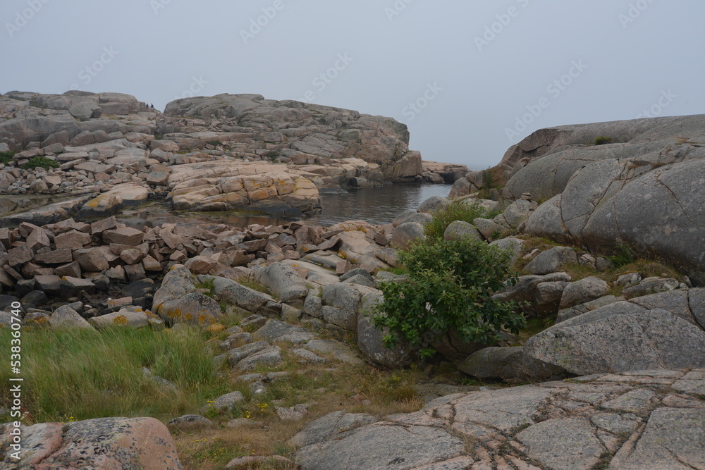 rocks in the sea in smögen, sweden