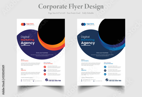 Corporate Business Flyer Corporate Flyer Template Geometric shape Flyer Circle Abstract Colorful concepts