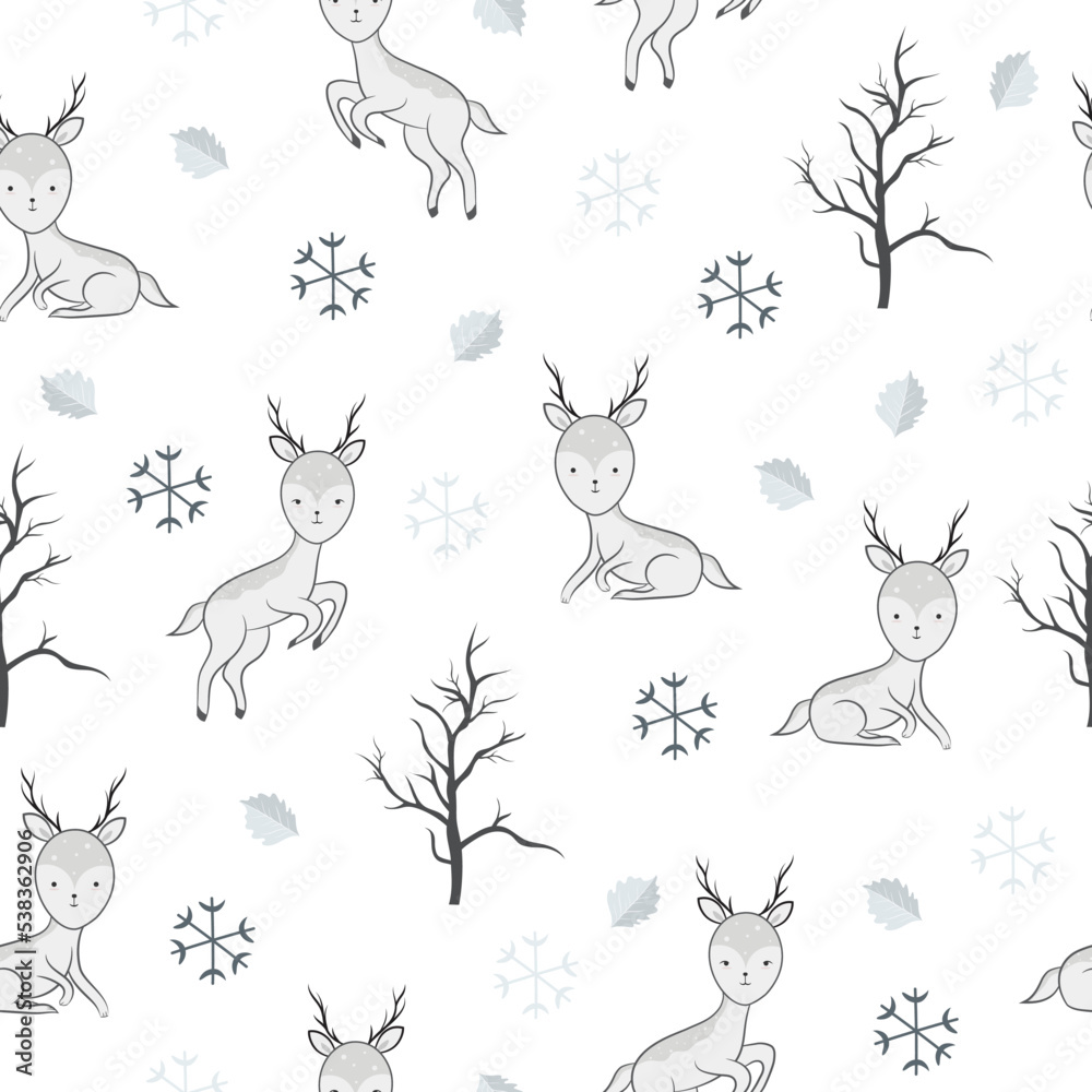 enchanted woodland seamless pattern background