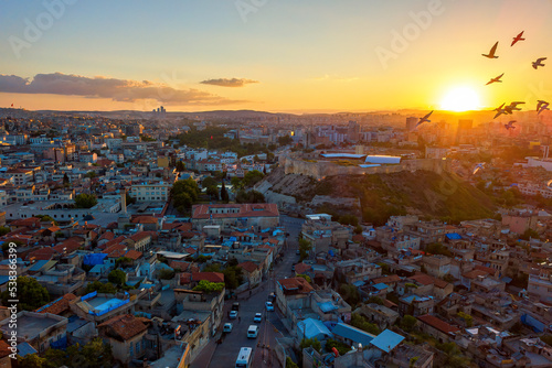sunset over the city