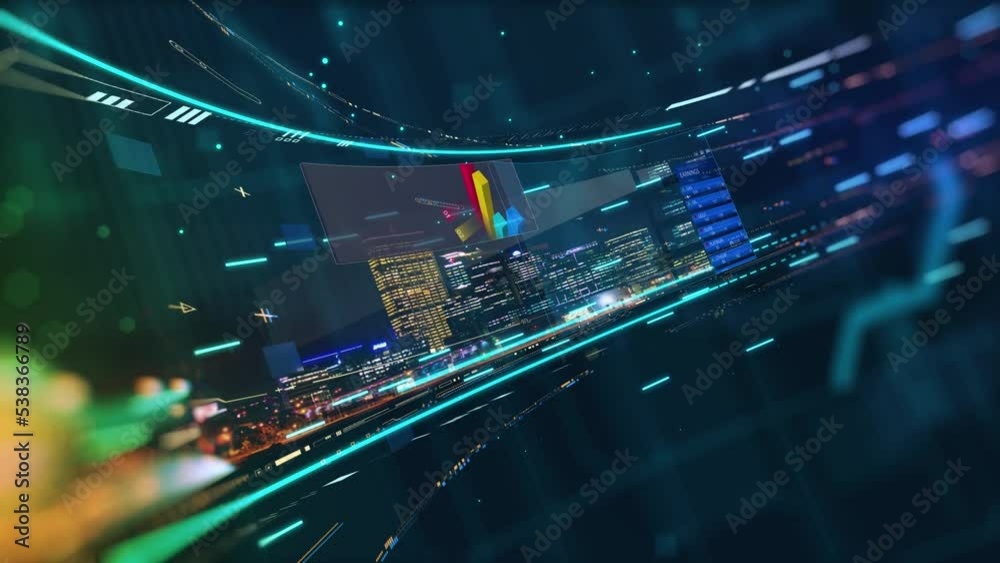 Visualization of stock market indicators, animated infographics, bank reports