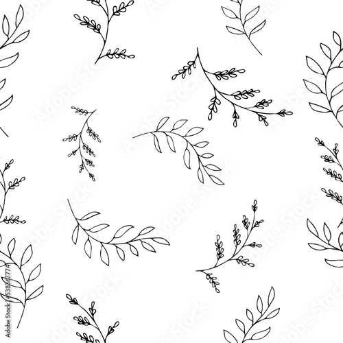 Print. VeVector seamless pattern of grass and flowers 