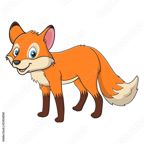 vector illustration of cute fox cartoon © wisnu_Ds
