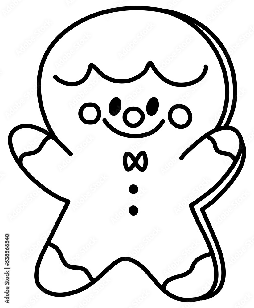 Hand drawn Christmas gingerbread man cookie outline cartoon doodle Hand drawn Christmas gingerbread man cookie outline cartoon doodle