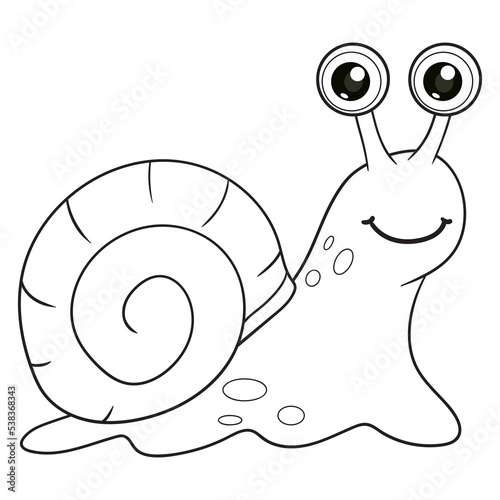 coloring pages or books for kids. cute snail cartoon. black and white