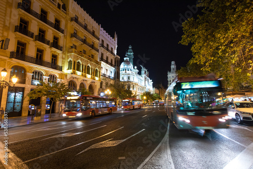 street in the night in Valencia
