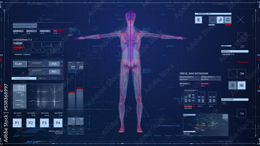 interface of a modern apparatus for diagnosing the human body vídeo do ...