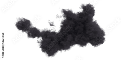 Halloween black smoke clouds. 3d elements with transparent background.