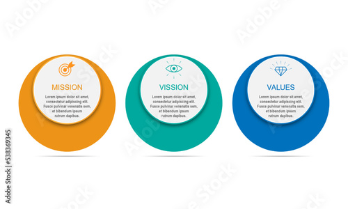 Mission, vision, values, graphic design template. eps 10 on white background