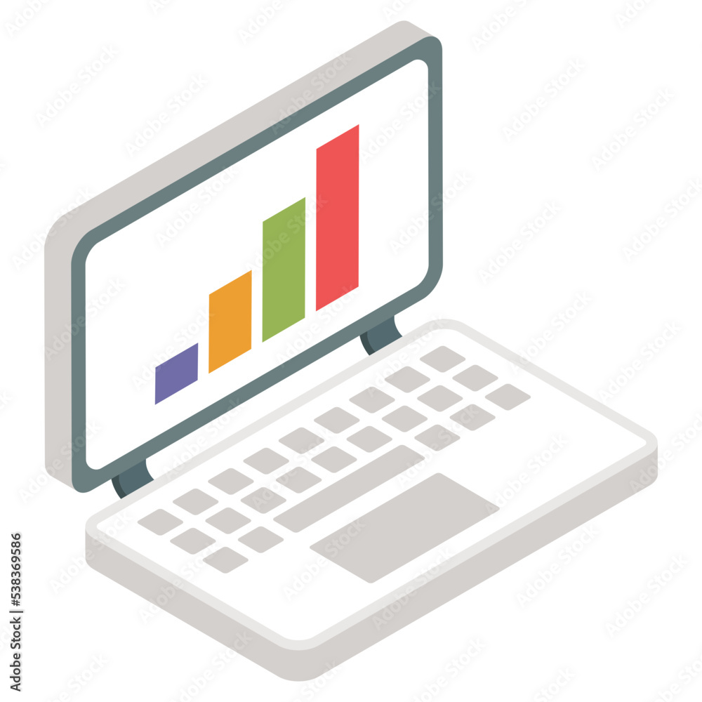 An isometric design, icon of bar chart An isometric design, icon of bar chart