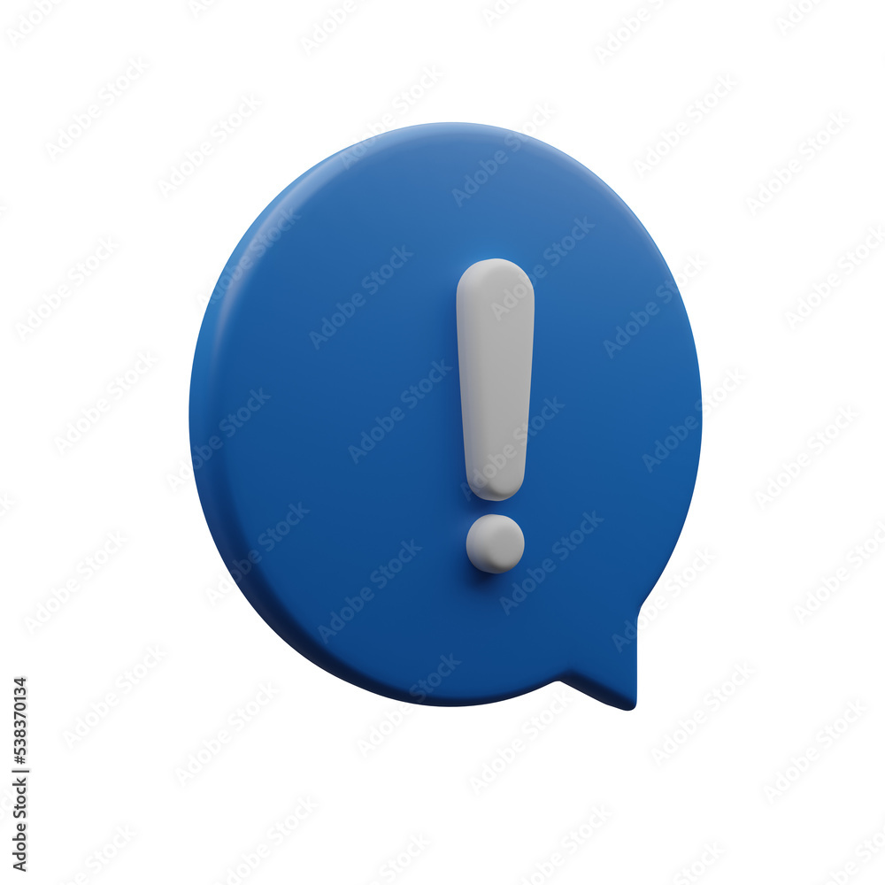 Exclamation mark in circle icon 3d rendering, Blue notification reminder chat message of attention alert alarm notice sign, warning urgent exclamation problem error message button design concept Exclamation mark in circle icon 3d rendering, Blue notification reminder chat message of attention alert alarm notice sign, warning urgent exclamation problem error message button design concept