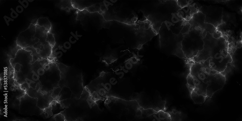 Abstract background with dark thunderbolt mineral texture on black marble .Modern design with Old vintage rough texture and Monochrome texture. White Grunge on Black Background for Overlay. 