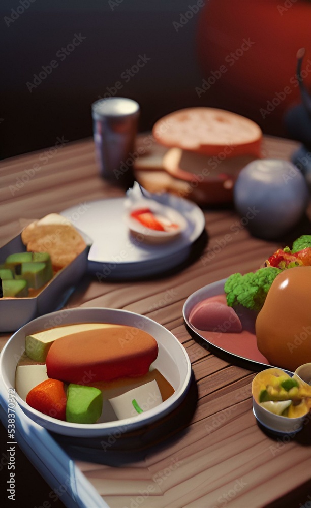 Drawing of food in a restaurant. Meals. Lunch. Drawing of food in a restaurant. Meals. Lunch.