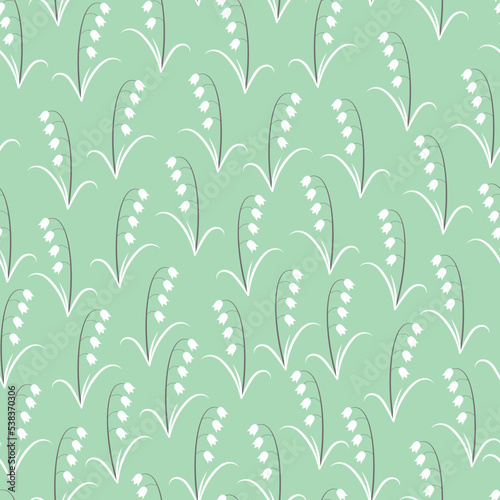 Floral seamless pattern design of lily of the valley flowers for textile and surface printing. Elegant repeat textured background