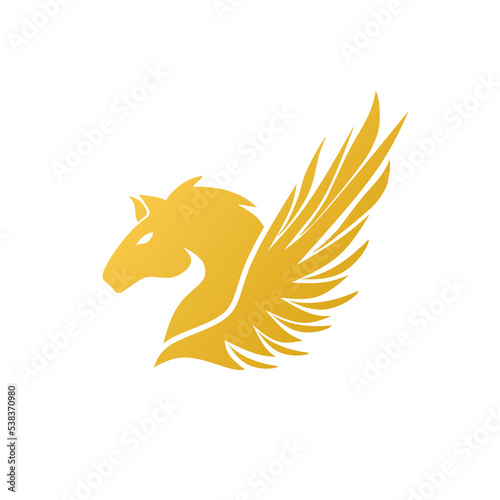 Illustration vector graphic of template logo golden Pegasus