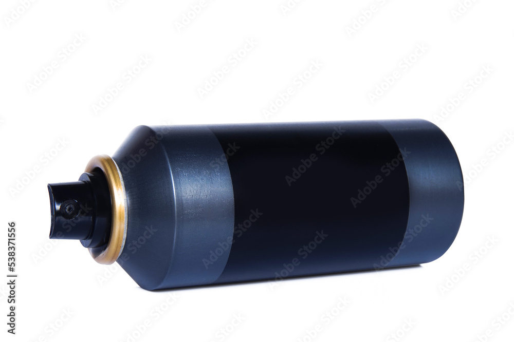 Fototapeta premium black cosmetic container or bottle isolated on white. With clipping path