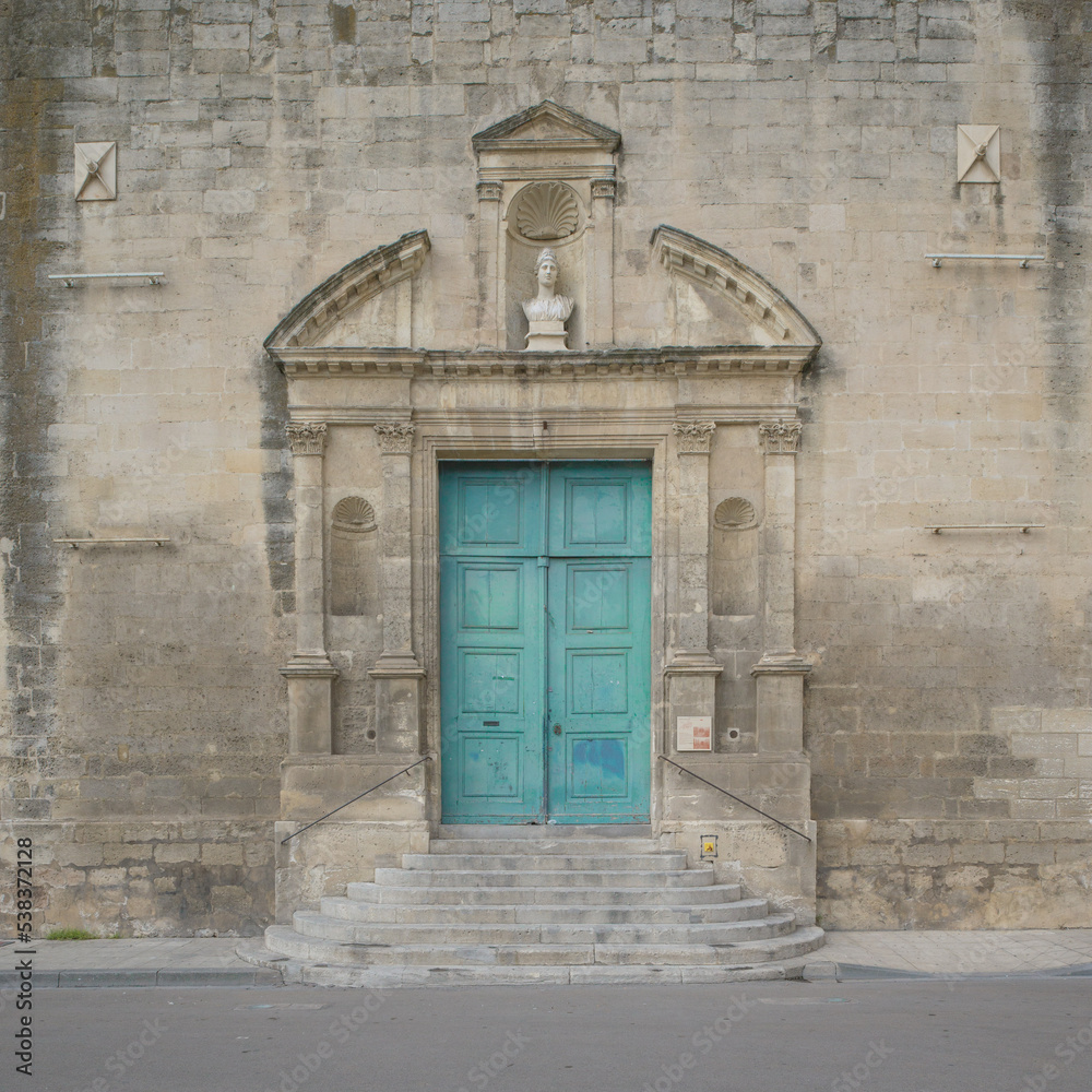 Colorful old door in Arles, France.