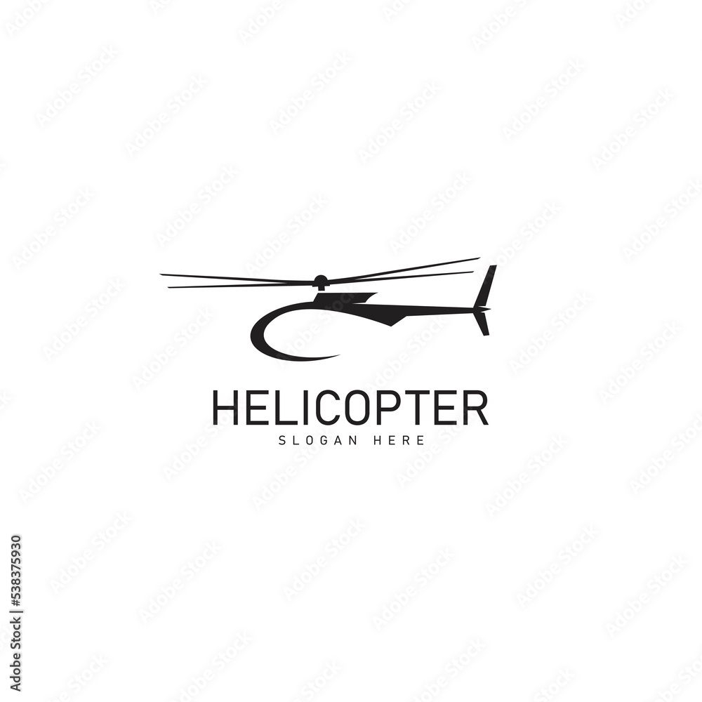 Flying helicopter logo icon vector template on white background