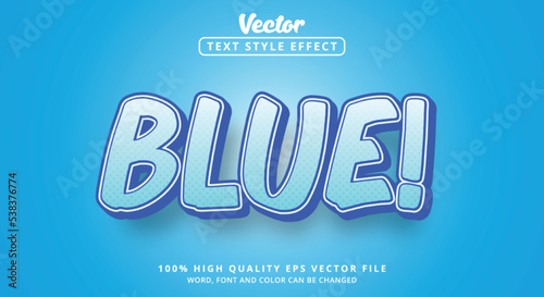 Editable text effect, Blue text with color blue and modern style and light color
