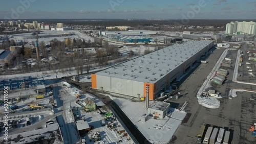 Buildings of the logistics center. transport logistics modern center of trade and delivery of goods