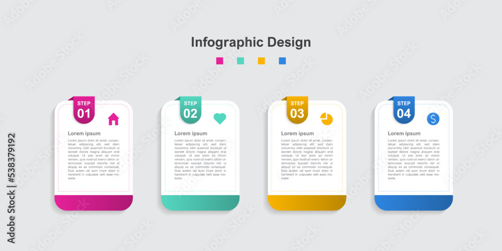 Four Steps Colorful abstract business infographic template Four Steps Colorful abstract business infographic template