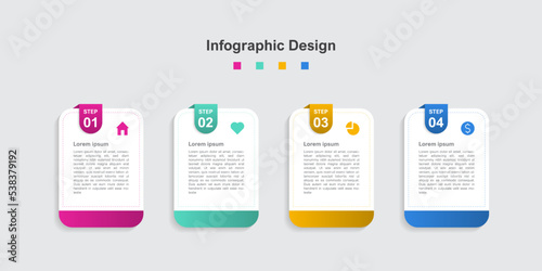 Four Steps Colorful abstract business infographic template