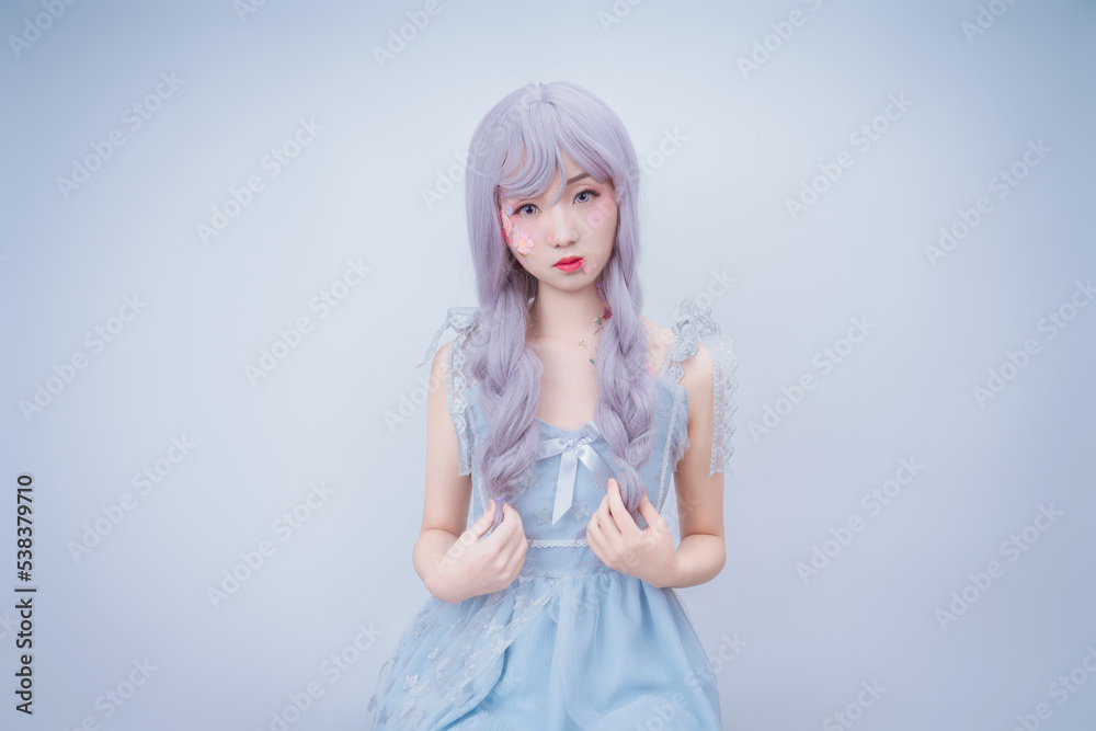 A girl with petals on her body A girl with petals on her body