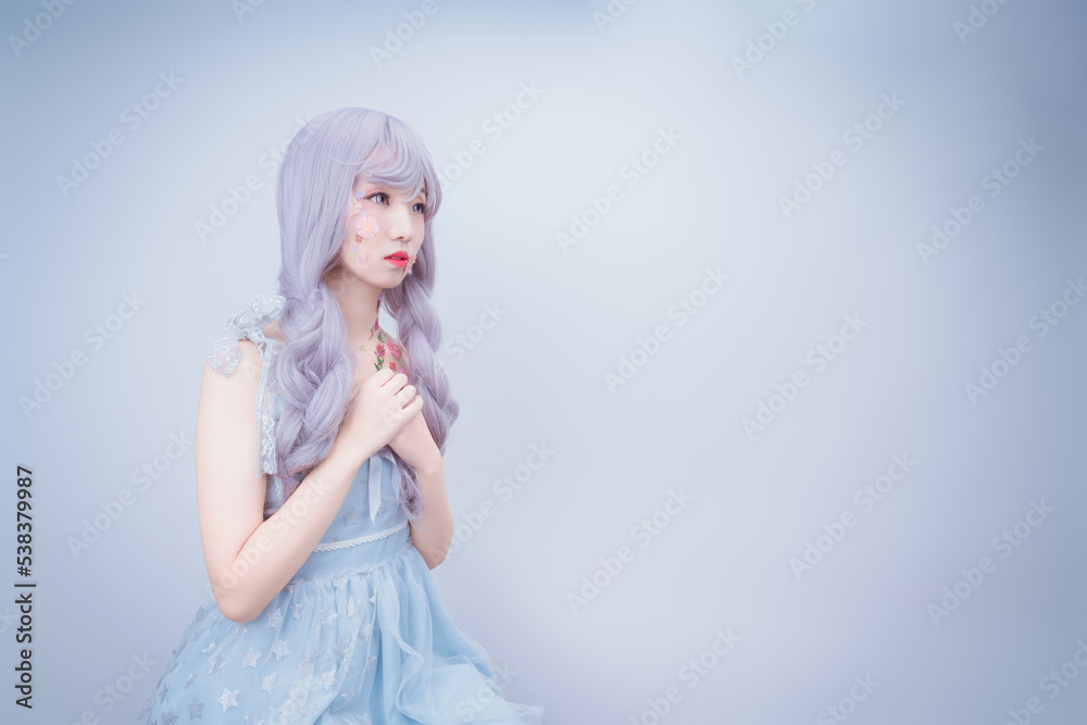 A girl with petals on her body A girl with petals on her body