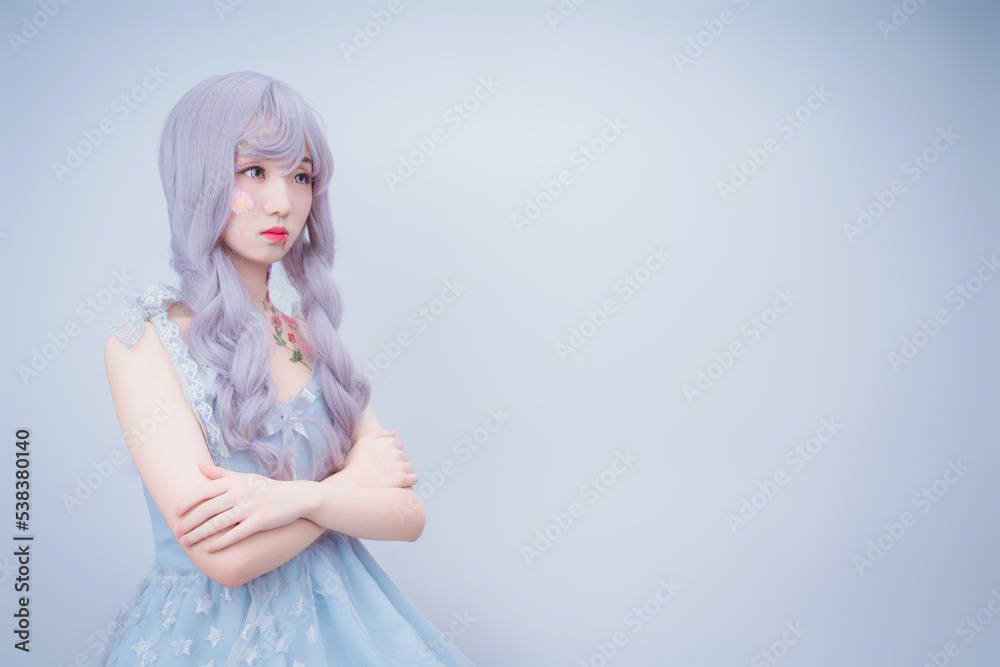 A girl with petals on her body A girl with petals on her body