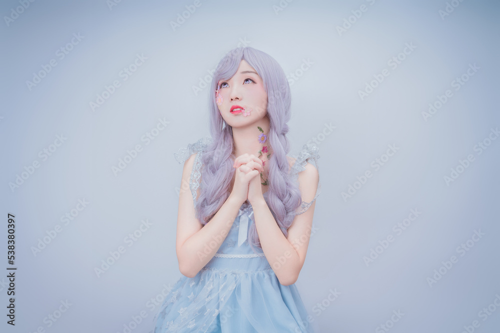 A girl with petals on her body A girl with petals on her body