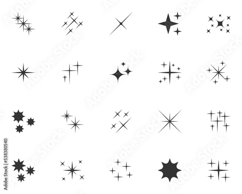 set of sparkle icons  glitter  effect