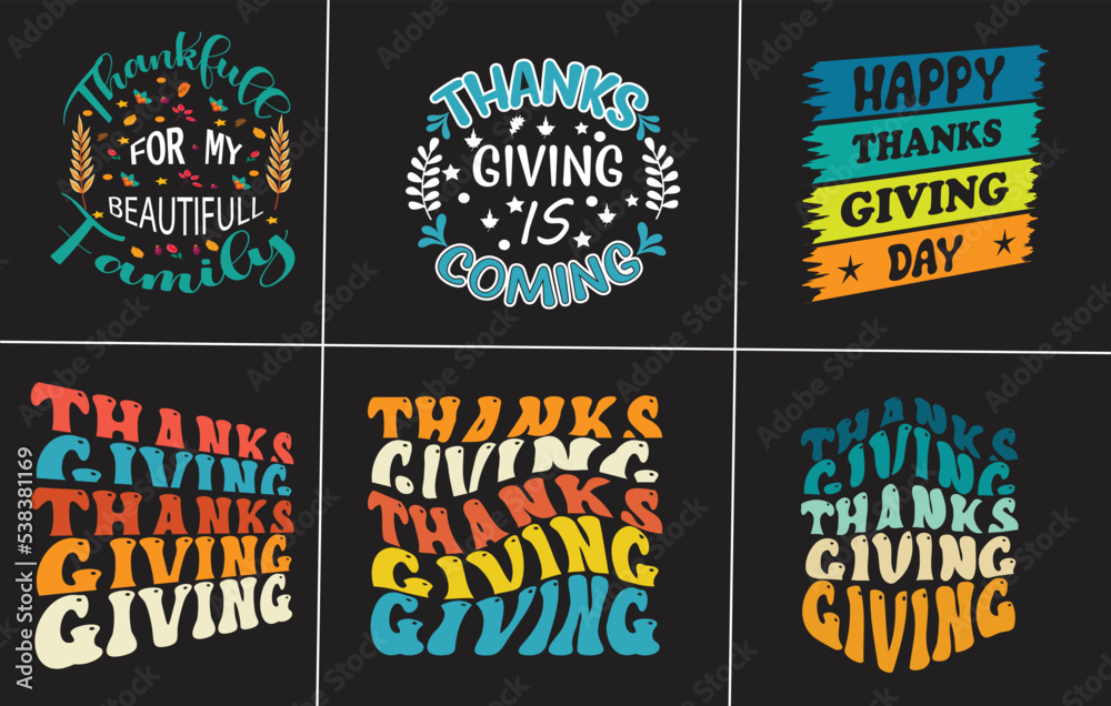 Thanks giving turkey day t shirt design bundle