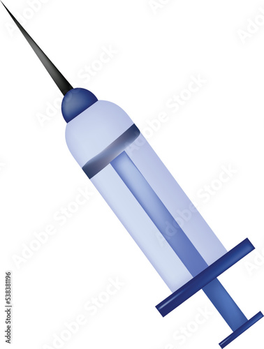 big 3d render syringe injection medical vaccine isolated in transparant background blue purple color ink syringe icon