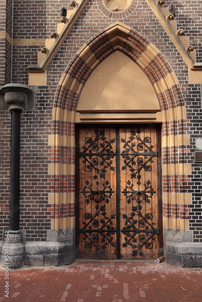 Amsterdam Dominicuskerk Church Entrance Close Up, Netherlands