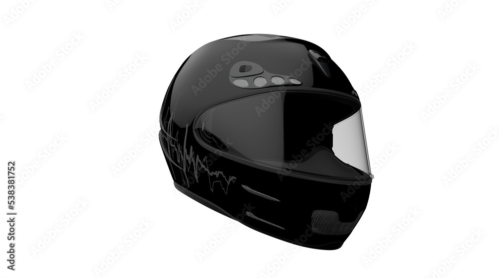 Fototapeta premium Racing Helmet Right View. Isolated on White. 3D Render. 3D Illustration.