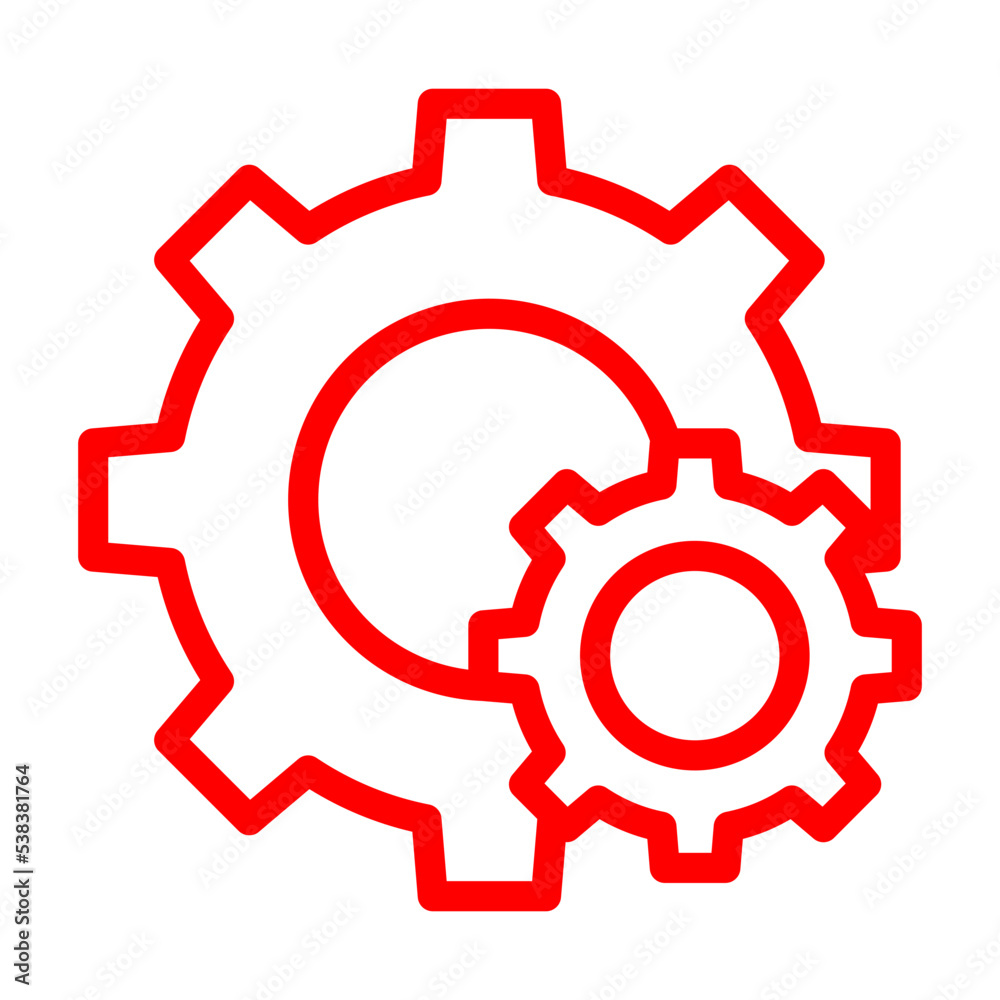 gears icon on red button gears icon on red button